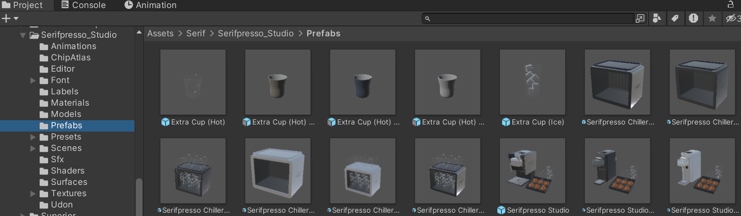 Prefabs フォルダの中身