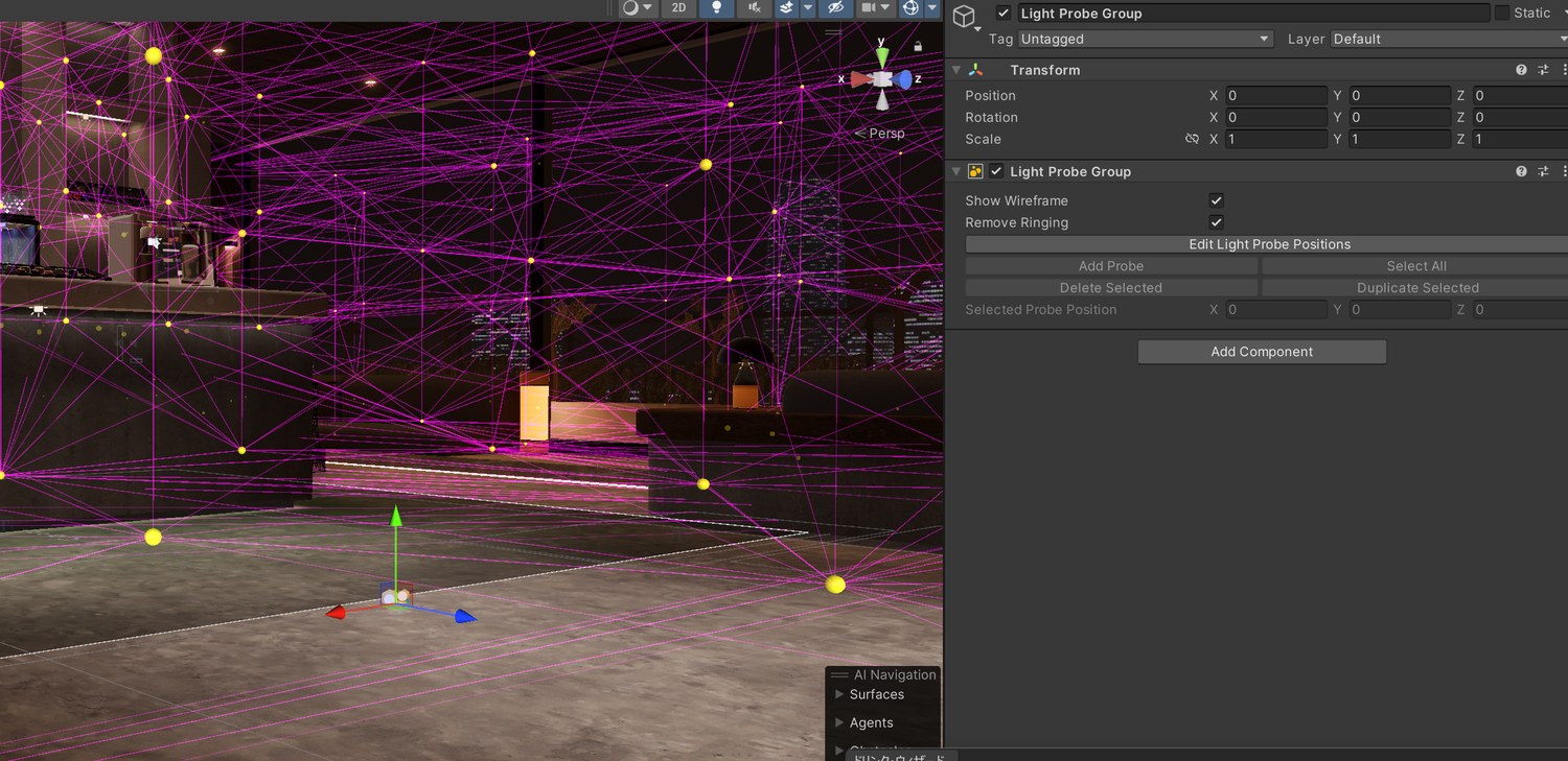 Light Probe Group を配置した Scene ビュー