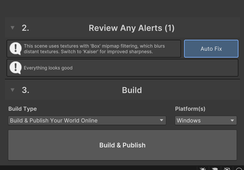 Build & Publish 画面