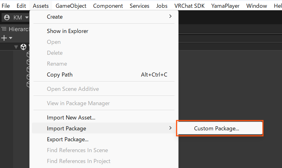 Unity Import Package画面