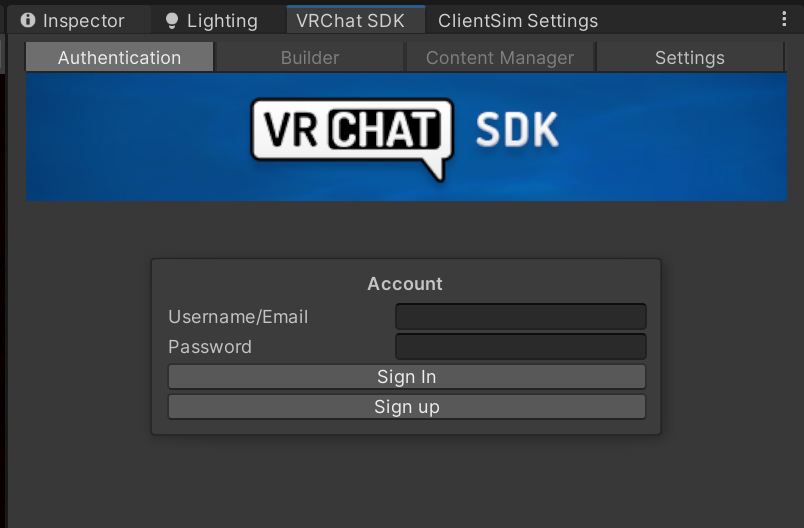 VRChat SDK認証画面